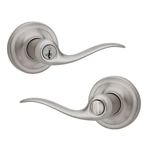 Kwikset Ashfield Satin Nickel Smartkey Universal Keyed Entry Door Handle At Lowes Com