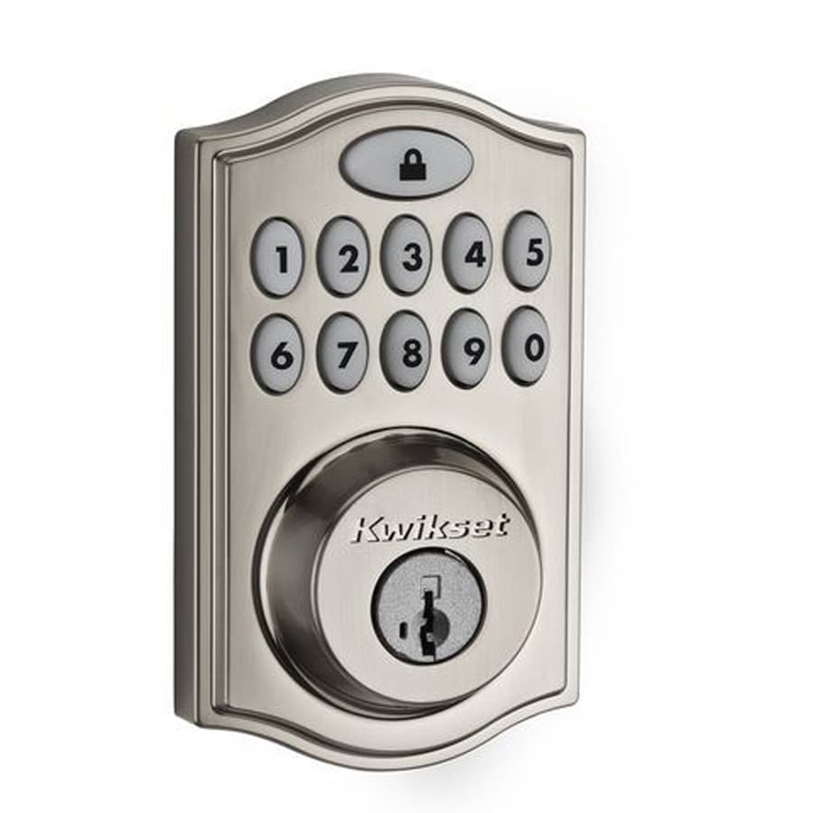 Smartcode Satin Nickel Single Cylinder Deadbolt 1 Cylinder Smartkey Lighted Keypad Built In Z Wave