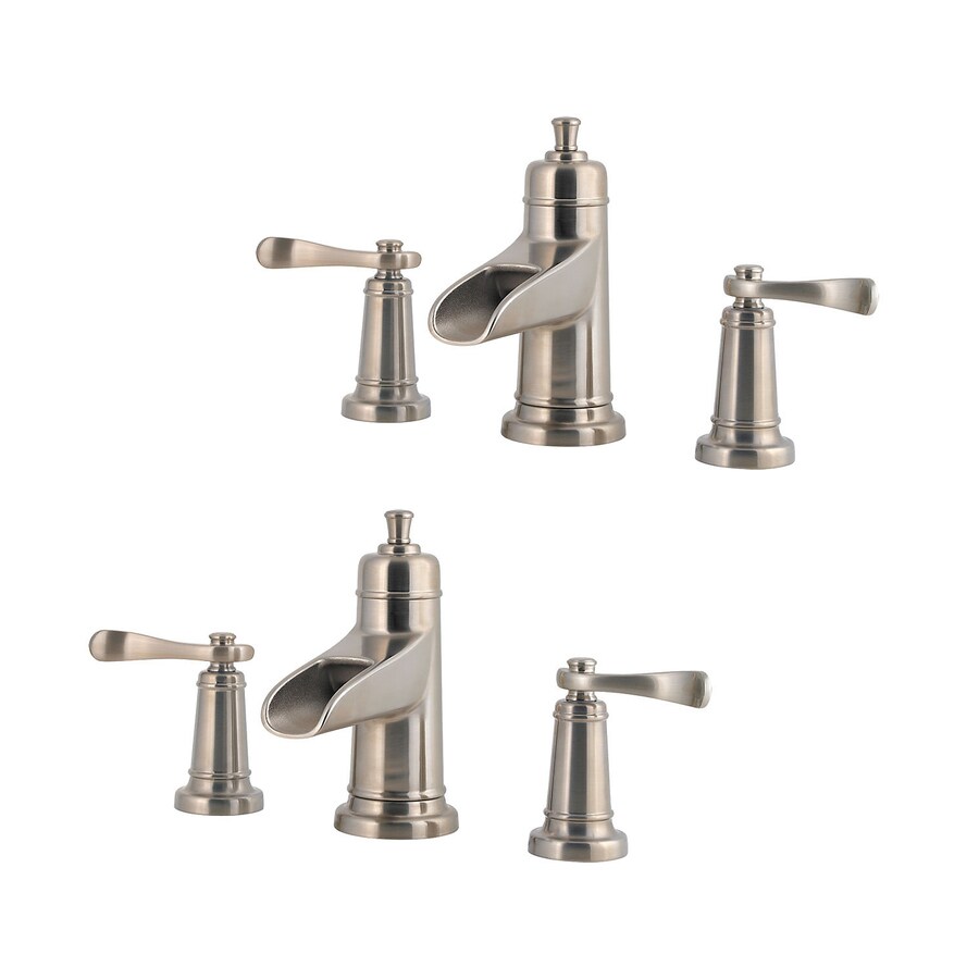 Pfister Ashfield Brushed Nickel 2 Handle Widespread Watersense Bathroom Sink Faucet With Drain 6850