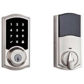 Kwikset 916 Smartcode Smartkey Satin Nickel 1-Cylinder Motorized Touchscreen Electronic Entry Door Deadbolt Keypad Included