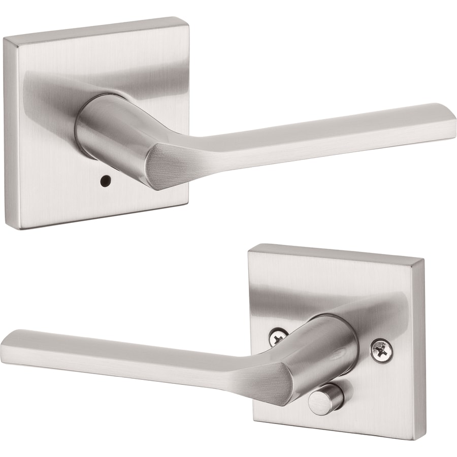 Kwikset Lisbon Satin Nickel Reversible Privacy Door Handle At