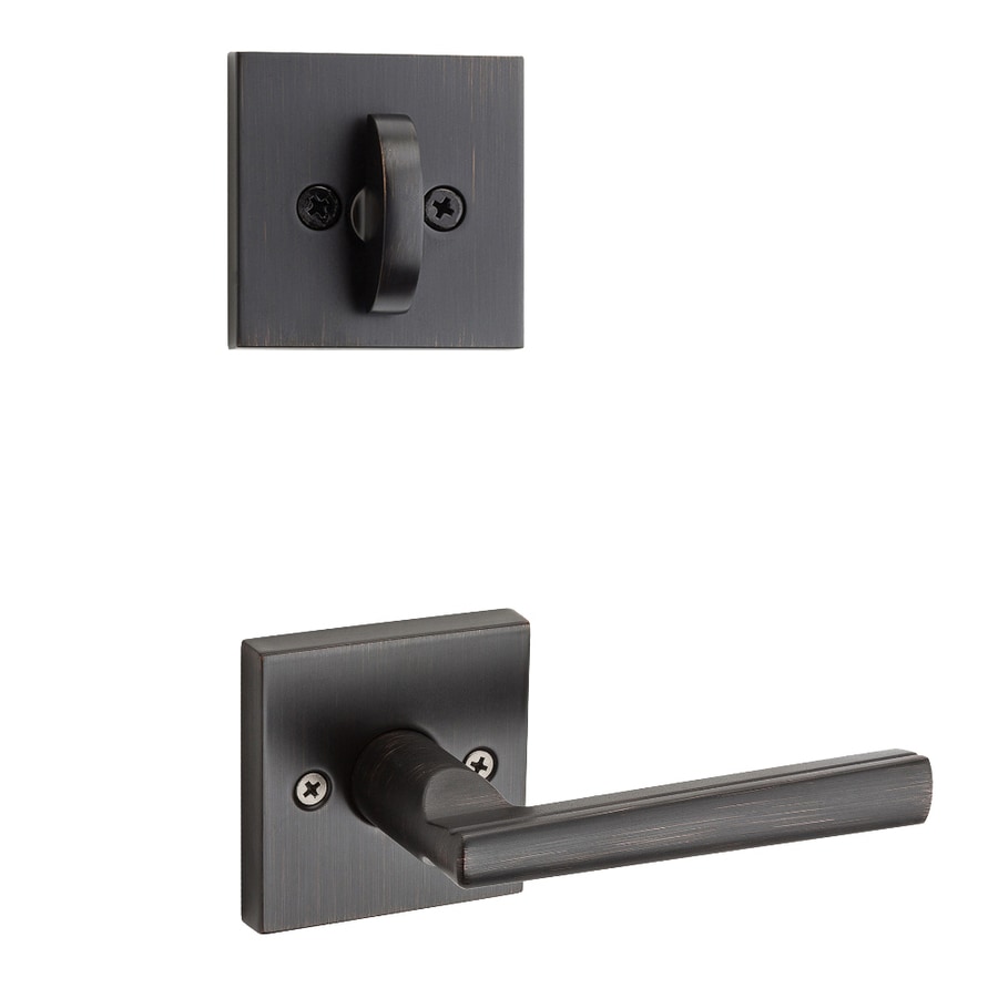 Kwikset Signature Montreal x Square Rose Venetian Bronze Single-Cylinder Deadbolt Entry Door Interior Handle Montreal