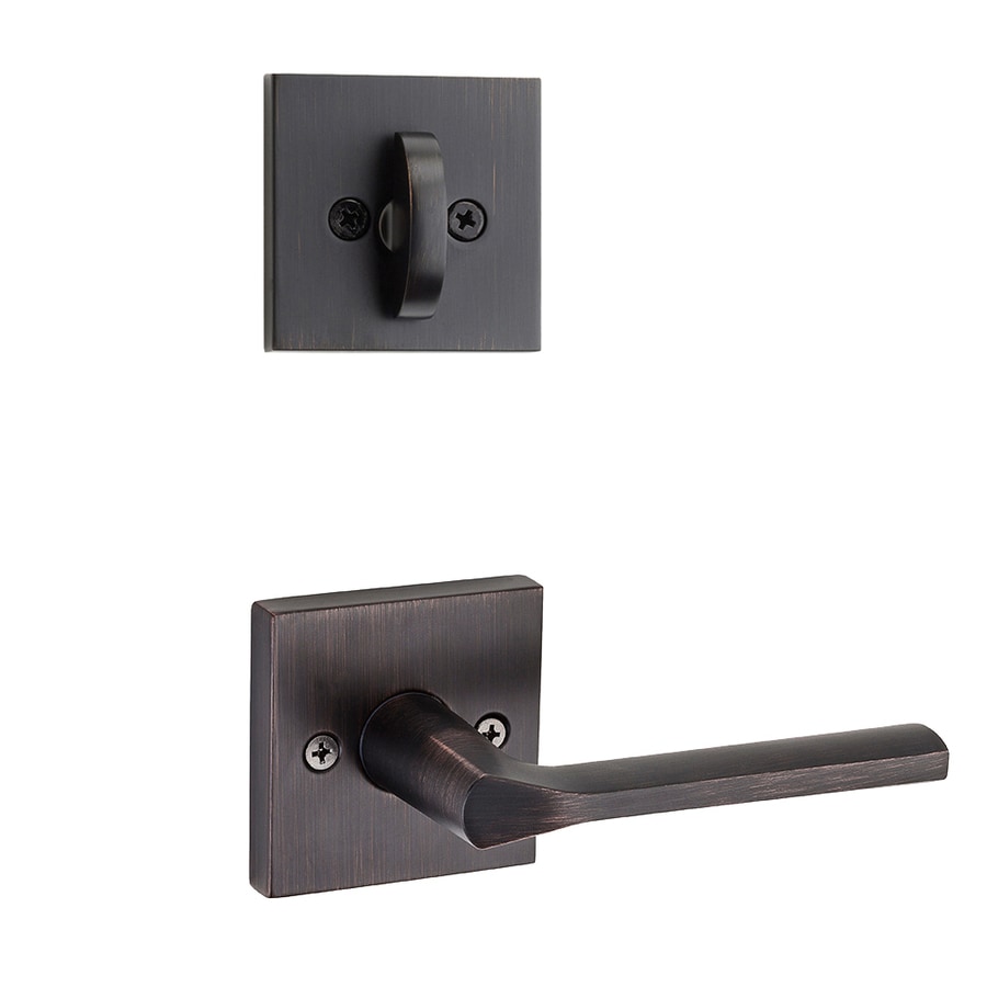 Kwikset Signature Lisbon x Square Rose Venetian Bronze Dummy Door Interior Handle Lisbon