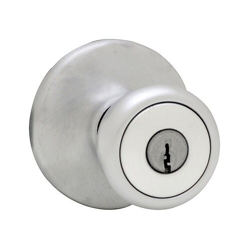 Kwikset Mobile Home Satin Chrome Keyed Entry Door Knob Single Pack At Lowes Com