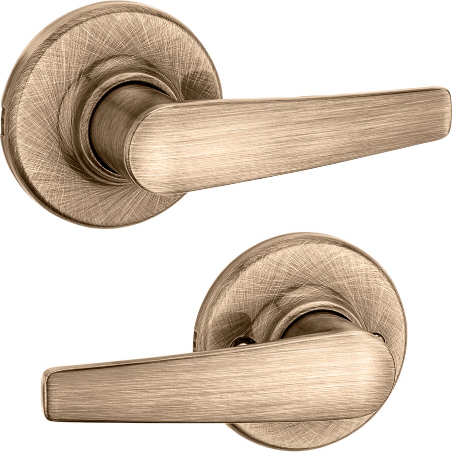 Kwikset Delta Antique Brass Reversible Passage Door Handle at
