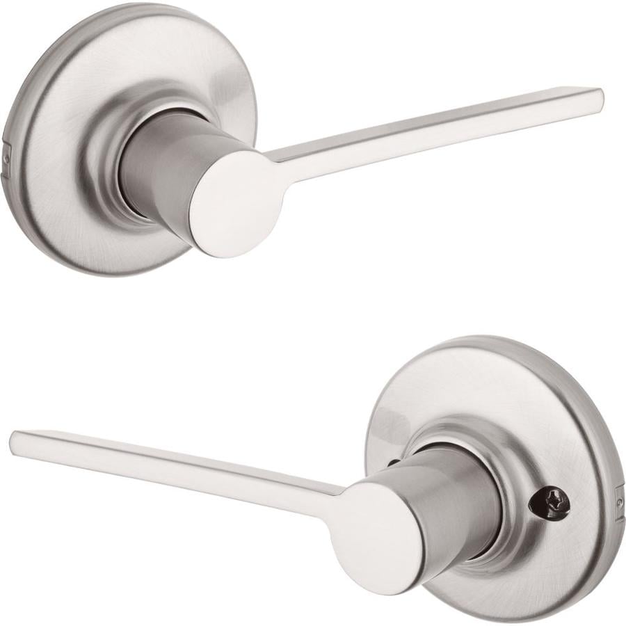 Kwikset Ladera Satin Nickel Reversible Passage Door Handle at Lowes.com