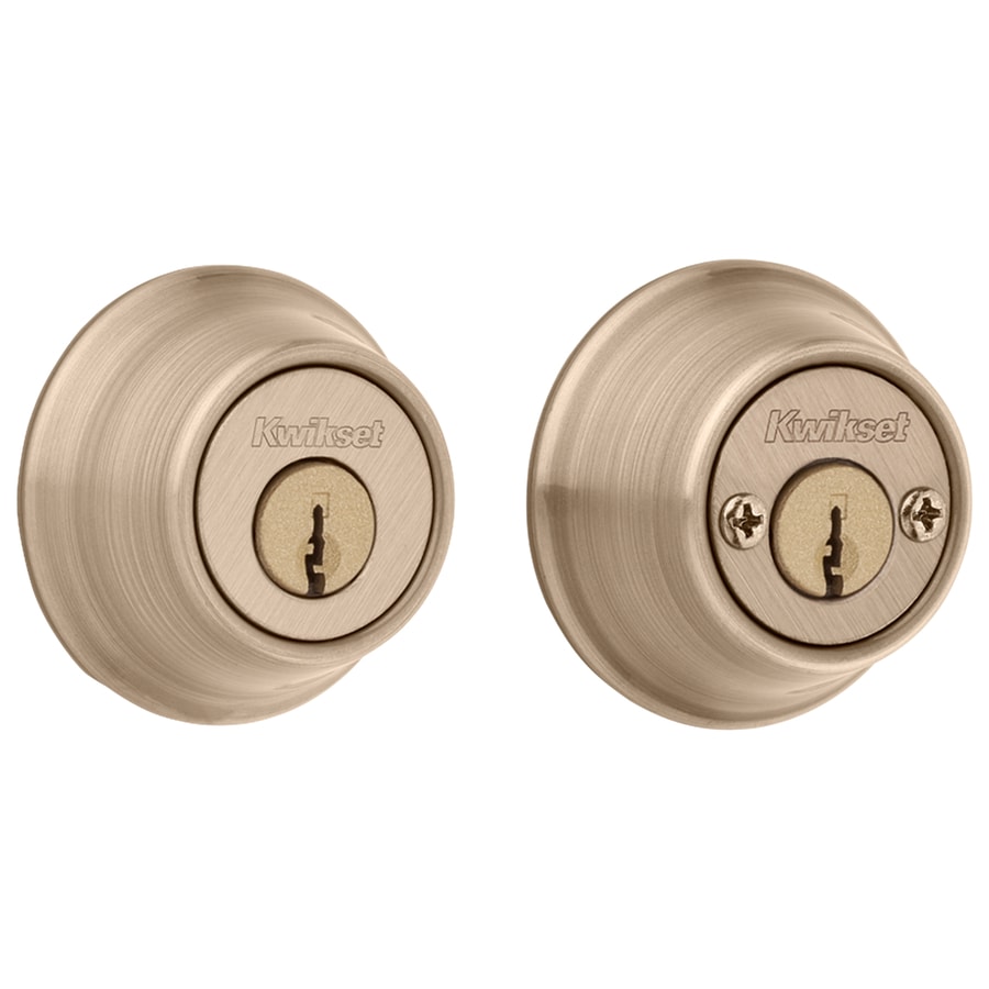 Kwikset 665 Deadbolt Series Antique Kw1 Antique Brass Double Cylinder Deadbolt In The Deadbolts Department At Lowes Com