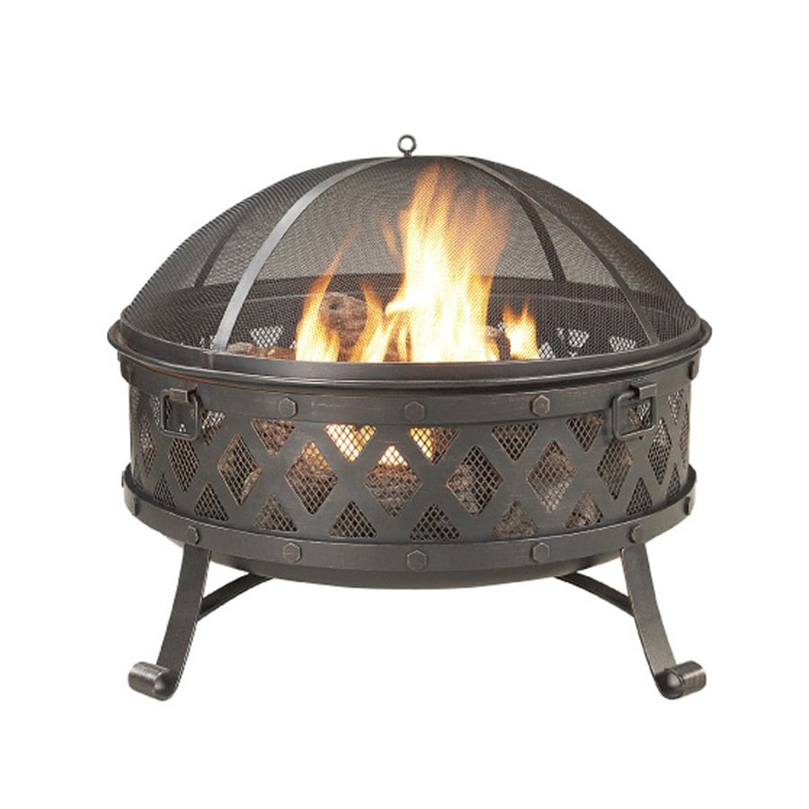 Garden Treasures 35.4-in W Steel Wood-Burning Fire Pit in ...