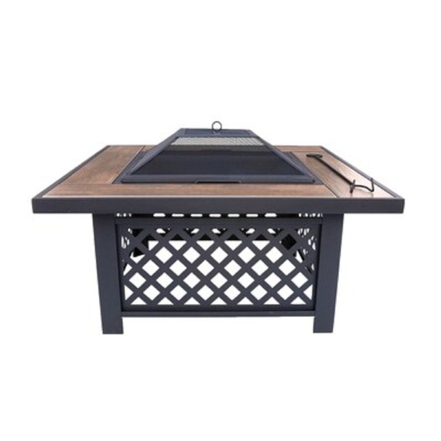 Garden Treasures 37 5 In W Black Steel Wood Burning Fire Pit At
