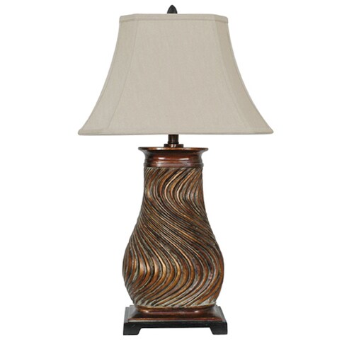 Absolute Decor 32in 3Way Gold Indoor Table Lamp with Fabric Shade in