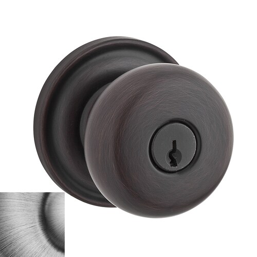 Baldwin Reserve Round Matte Antique Nickel Keyed Entry Door Knob in the