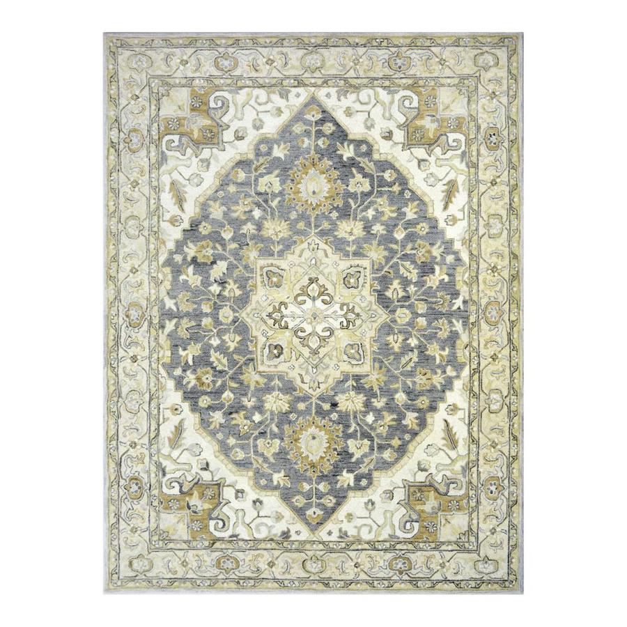 Allen Roth Brookford Charcoal Ivory Indoor Handcrafted Area Rug Allen Roth Brookford Charcoal Ivory Indoor Handcrafted Area Rug Common 9 X