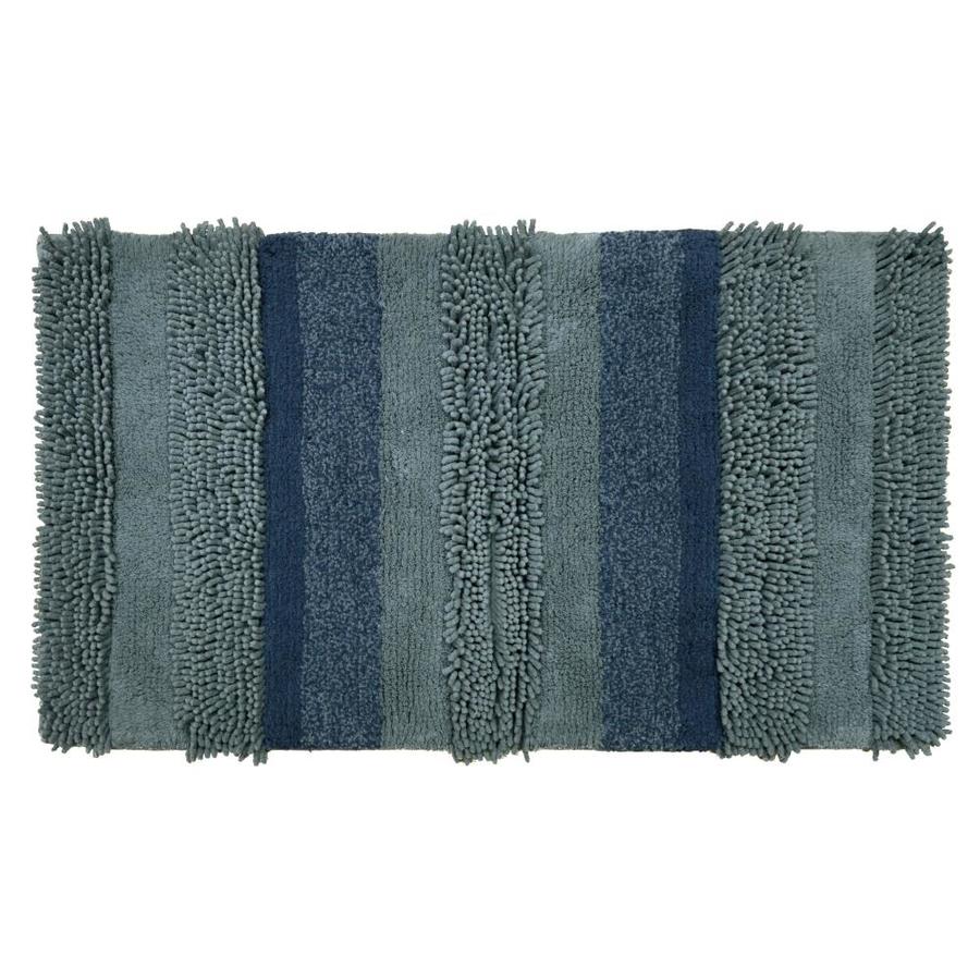 Allen + roth 34in x 20in Blue Cotton Bath rug at