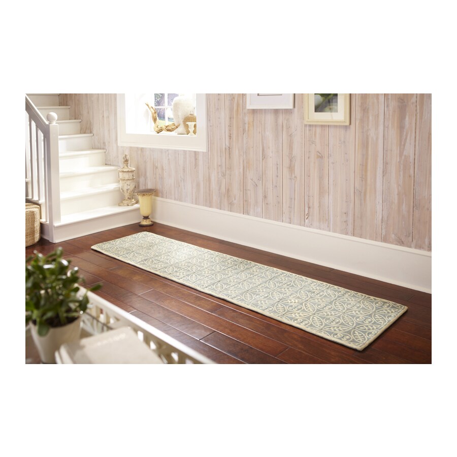 allen + roth 2 x 8 Blue Geometric Runner in the Rugs department at