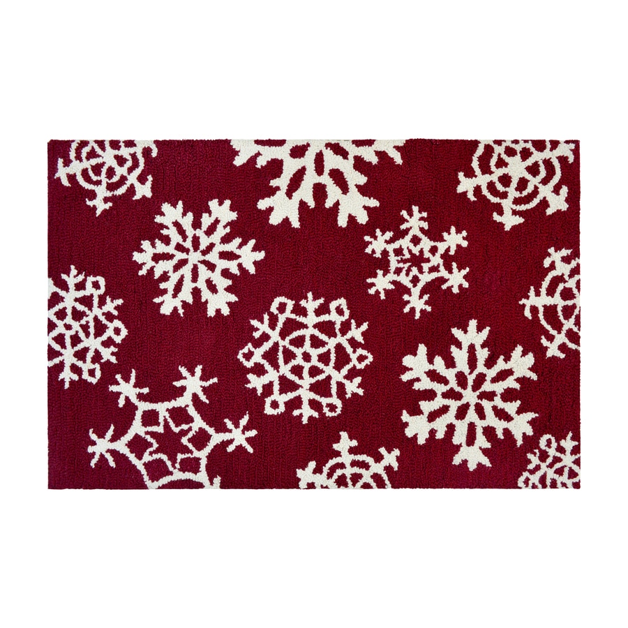 Holiday Living Red Rectangular Indoor Handcrafted Holiday Throw Rug ...