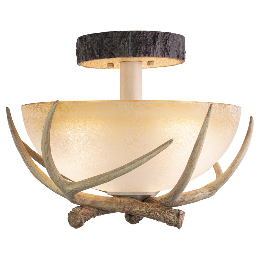 Lodge 16 In Noachian Stone Rustic Incandescent Semi Flush Mount Light