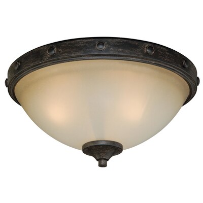 Cascadia Halifax 14.5-in Black Walnut Rustic Incandescent Flush Mount Light Cascadia Halifax 14.5-in Black Walnut Rustic Incandescent Flush Mount Light