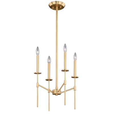Cascadia Kedzie 4-Light Natural Brass Mid-Century Chandelier Cascadia Kedzie 4-Light Natural Brass Mid-Century Chandelier