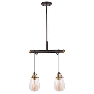 Cascadia Kassidy 2-Light Black and Natural Brass Industrial Chandelier Cascadia Kassidy 2-Light Black and Natural Brass Industrial Chandelier