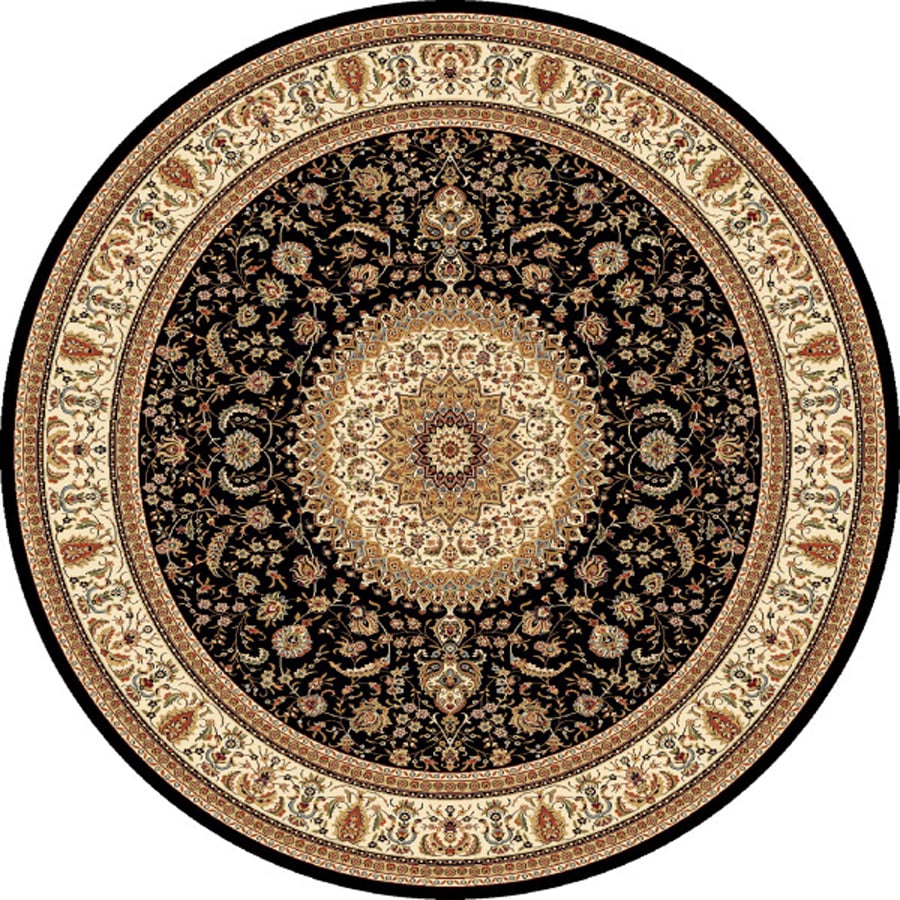 Concord Global Cyrus Black Round Indoor Oriental Area Rug (common: 8 X 