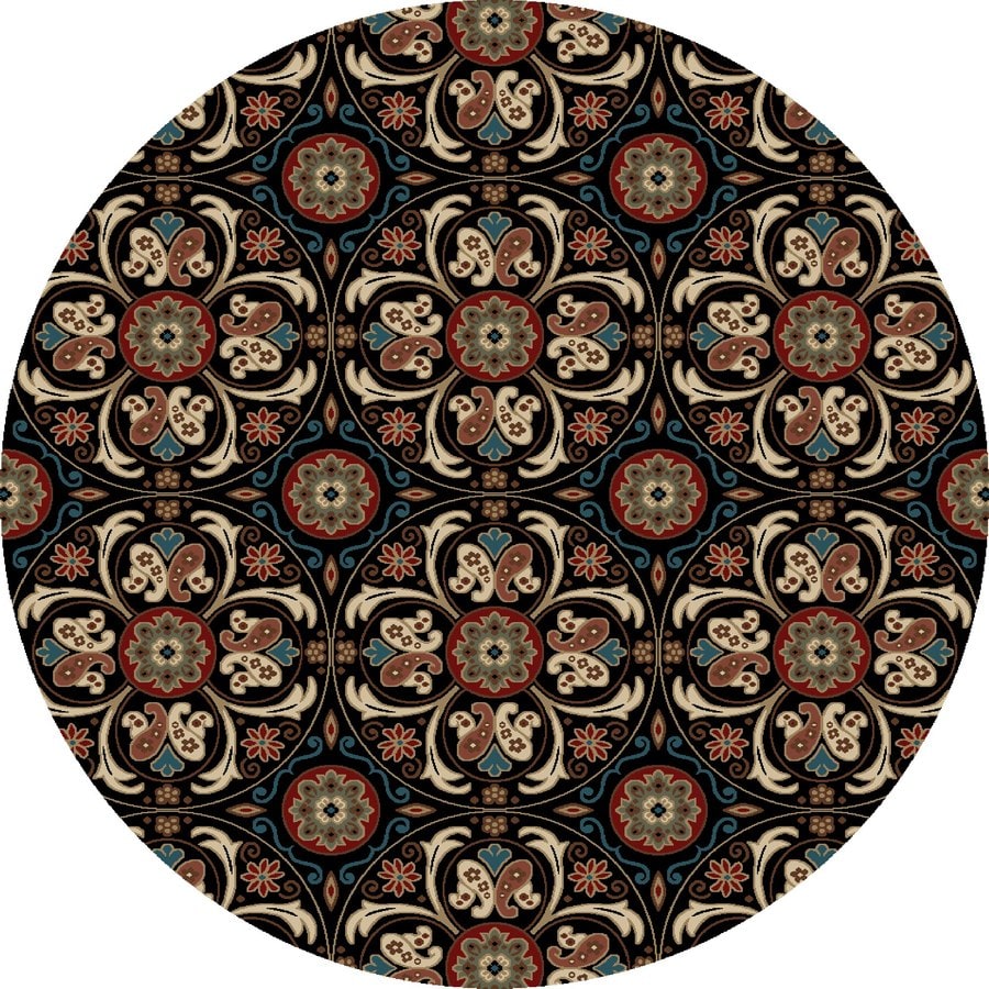 Concord Global Kensington 8 x 8 Black Round Paisley Area Rug at Lowes.com
