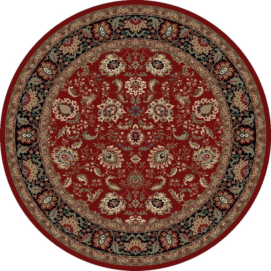 Concord Global Kensington 8 x 8 Red Round Border Area Rug at Lowes.com