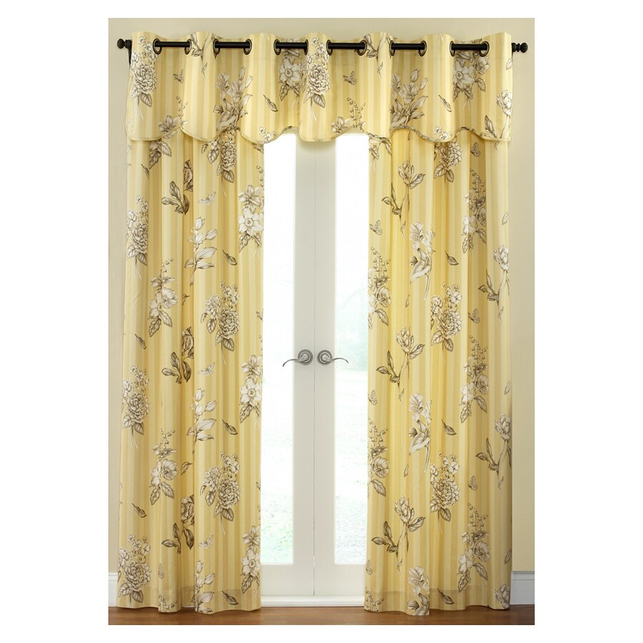 Waverly Garden Tour 84-in Amber Cotton Top Tab Single Curtain Panel at ...