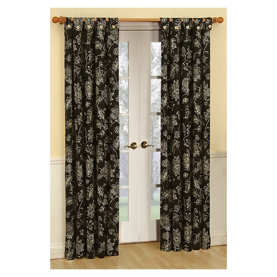 Shop Waverly Everard 84in L Floral Onyx Tab Top Curtain Panel at Lowes.com