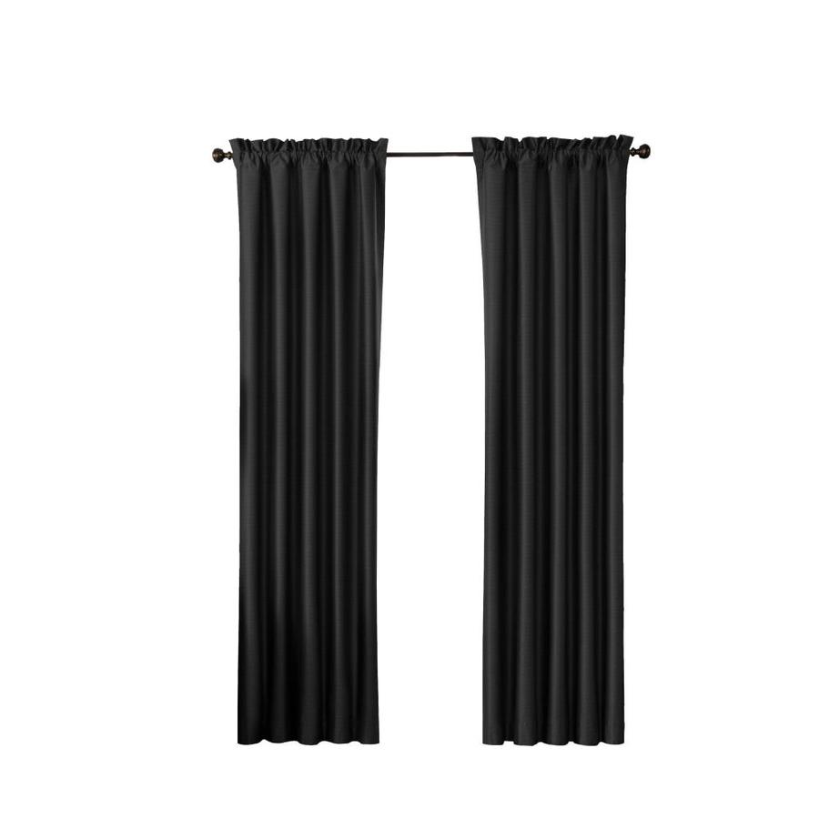 Eclipse 84-in Black Polyester Rod Pocket Blackout Single Curtain Panel ...
