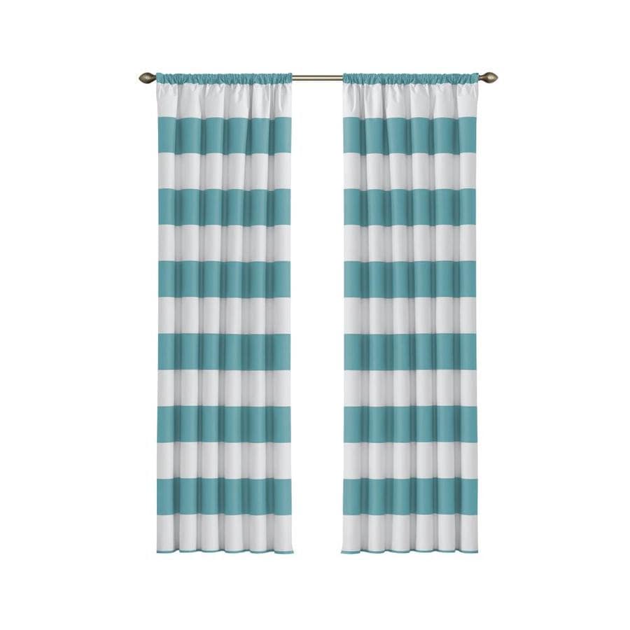 Eclipse Peabody 84-in Teal Polyester Rod Pocket Blackout Single Curtain ...