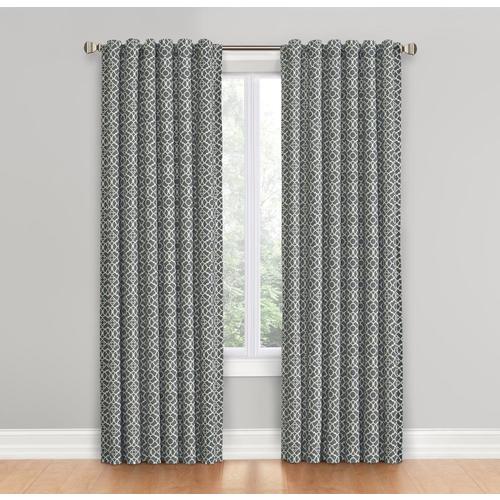 Waverly Lovely Lattice 84 In Gray Cotton Single Curtain Panel At
