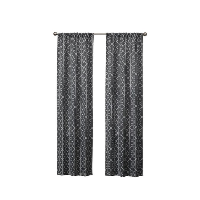 Eclipse 84-in Smoke Polyester Blackout Rod Pocket Single Curtain Panel