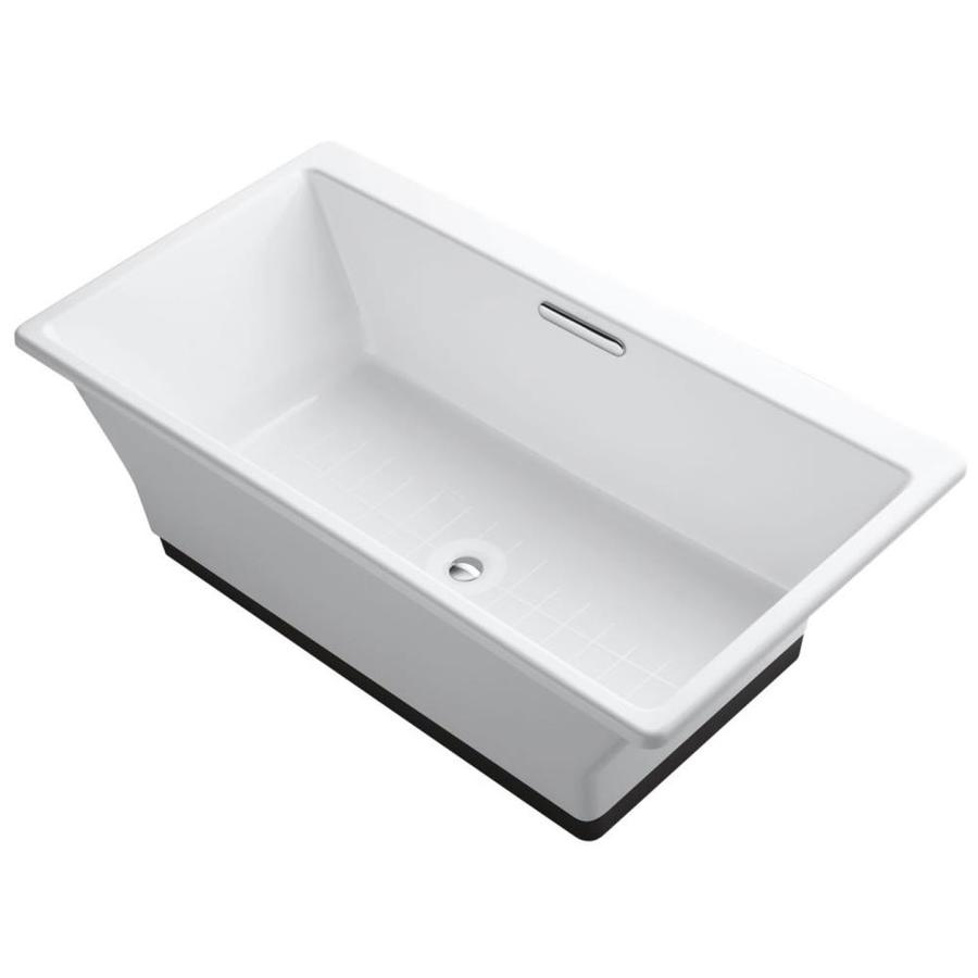 KOHLER Rve 66.9375in White Cast Iron Rectangular Center Drain