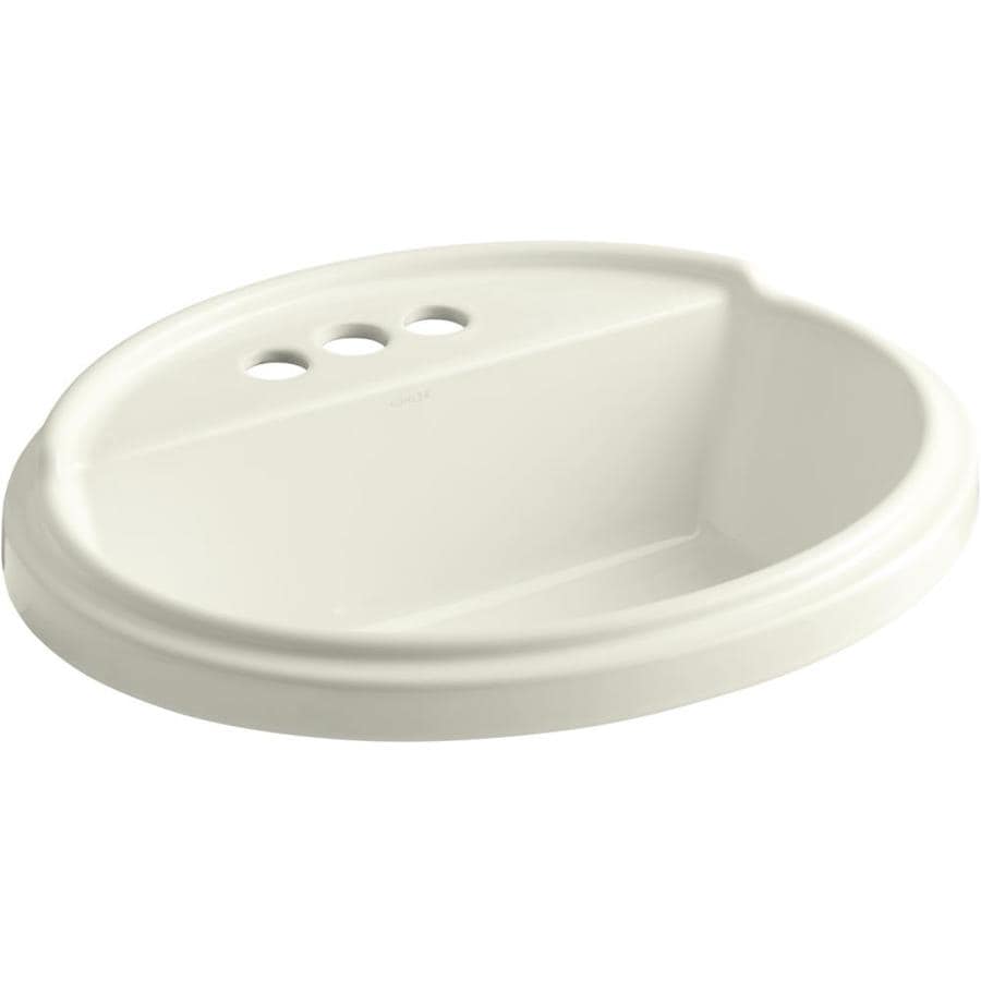 KOHLER Tresham Biscuit DropIn Oval Bathroom Sink with Overflow Drain