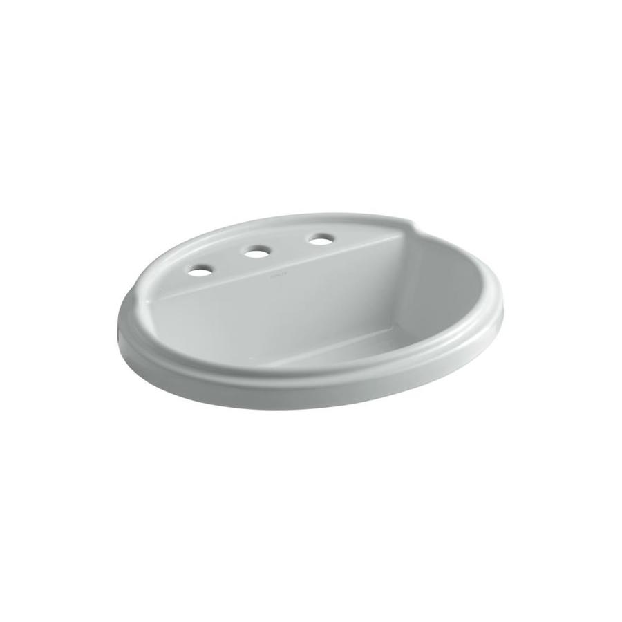 KOHLER Tresham Ice Grey Dropin Oval Bathroom Sink with Overflow at