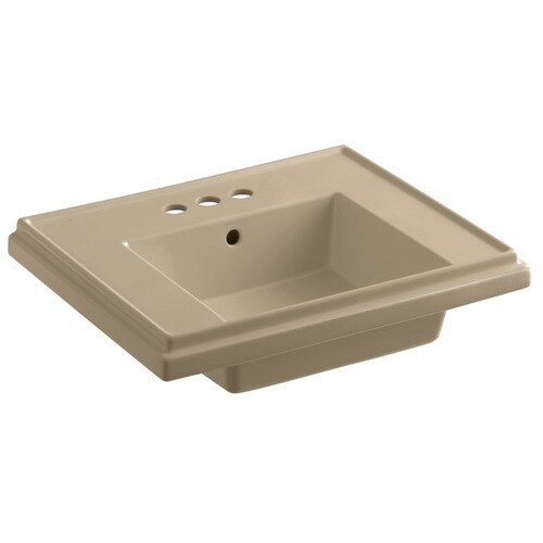KOHLER Treshman 24in L x 19.5in W Mexican Sand Fire Clay Square Pedestal Sink Top in the