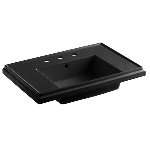 KOHLER Treshman 7.3125in H Black Fire Clay Pedestal Sink Top at