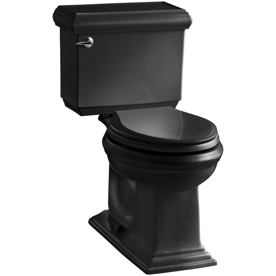 KOHLER Memoirs Black Black WaterSense Elongated Chair Height 2-piece Toilet 12-in Rough-In Size