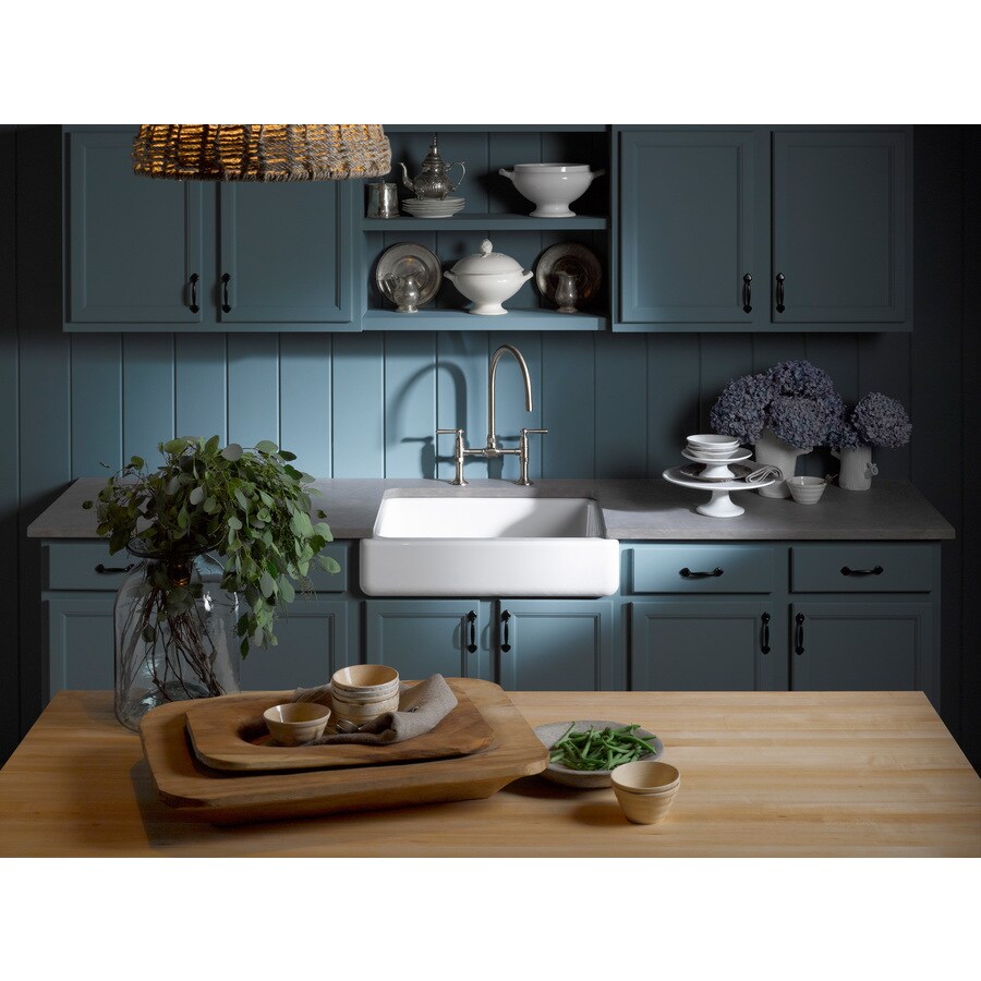 KOHLER Whitehaven Farmhouse Apron Front 29.6875in x 21.5625in White