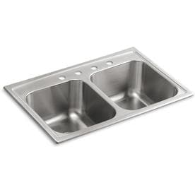KOHLER Toccata 18-Gauge Double-Basin Drop-In Stainless Steel Kitchen Sink