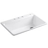 Shop KOHLER Riverby 33-in x 22-in White Single-Basin Drop-In 4-Hole ...