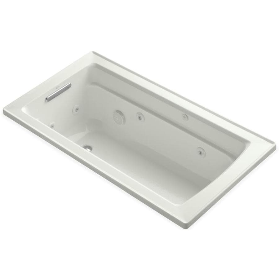 KOHLER Archer 32-in W x 60-in L Dune Acrylic Rectangular Reversible Drain Drop-In Whirlpool Tub