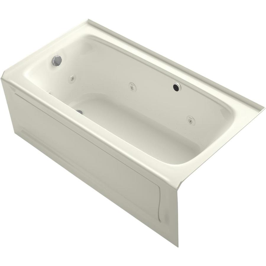 KOHLER Bancroft Biscuit Acrylic Rectangular Bathtub with Lefthand