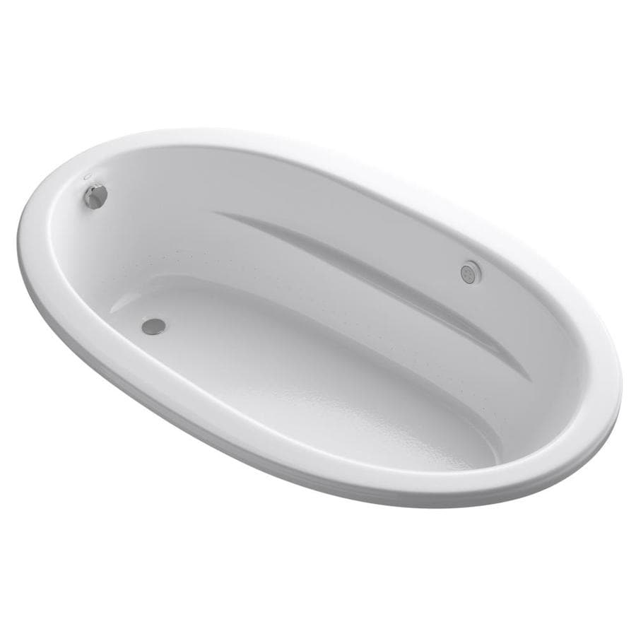 KOHLER Sunward 42-in W x 72-in L White Acrylic Oval Reversible Drain Drop-In Air Bath