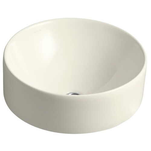 KOHLER Vox Biscuit Vessel Round Bathroom Sink with Overflow Drain (16.5