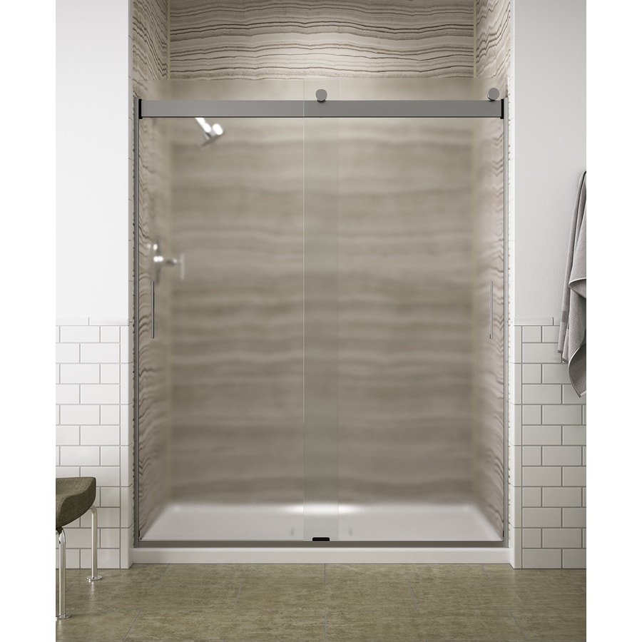 Kohler Levity 74 In H X 56 625 In To 59 625 In W Frameless Bypass Sliding Bright Silver Shower Door Clear Glass In The Shower Doors Department At Lowes Com