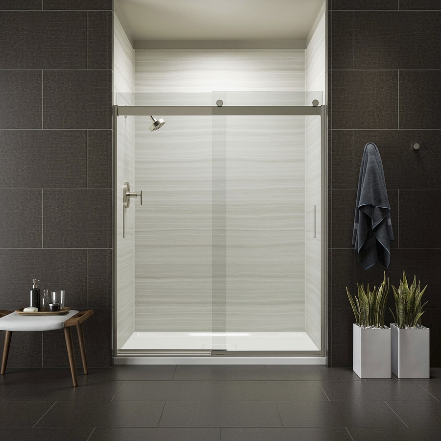 Levity 56 625 In To 59 625 In W Frameless Bypass Sliding Brushed Nickel Shower Door