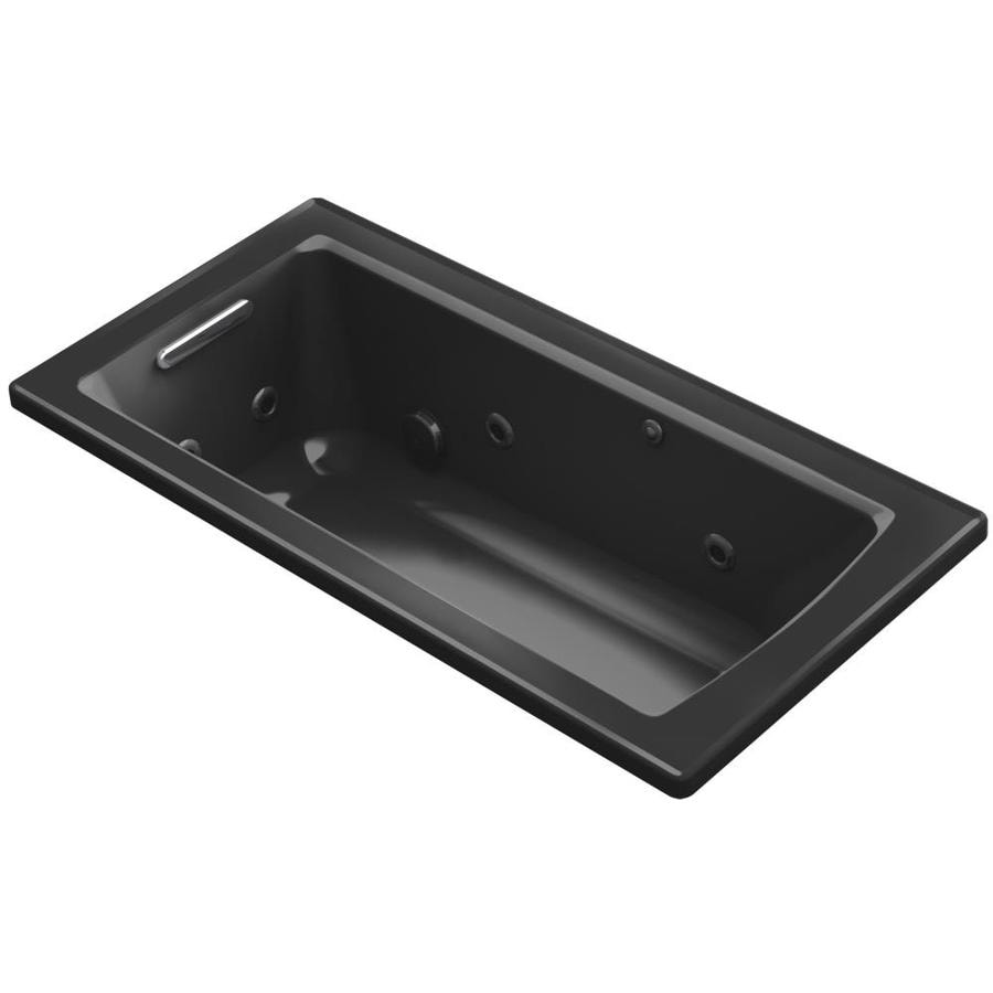 KOHLER Archer 60in Black Acrylic Rectangular Reversible Drain DropIn