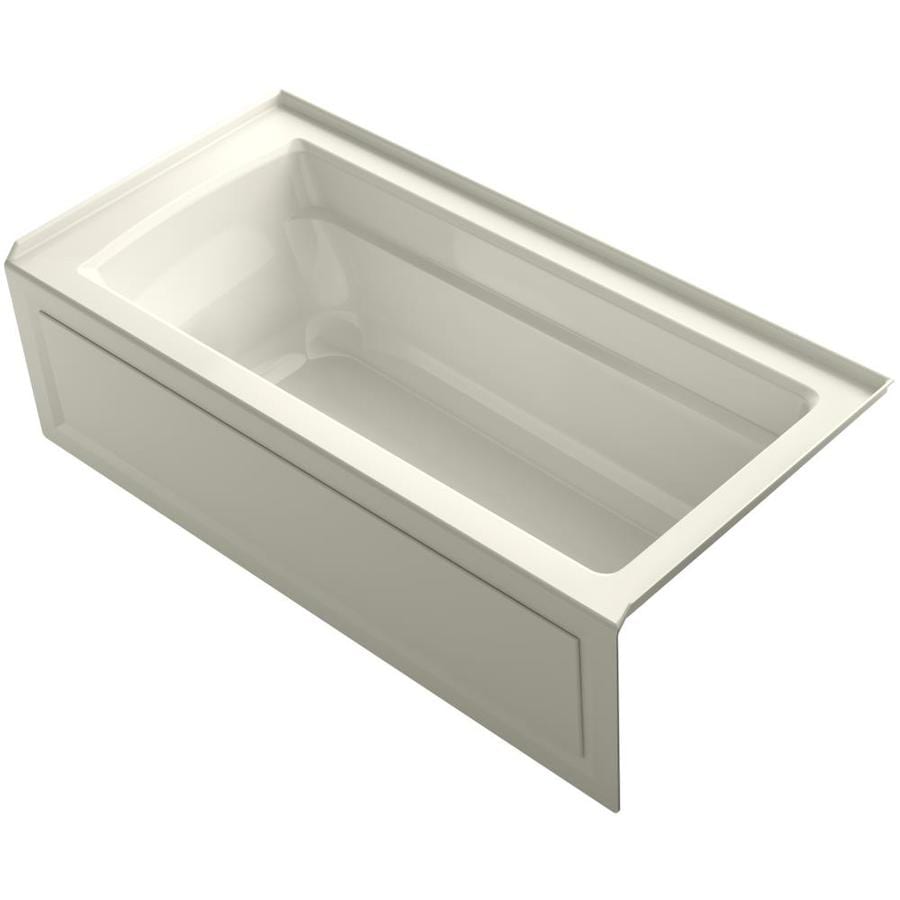KOHLER 1948-RA-96 Archer 32-in x 66-in Biscuit Acrylic Alcove Bathtub (Right Drain)