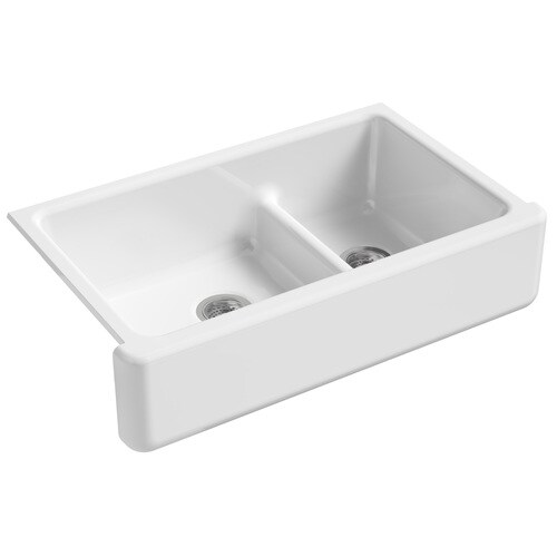 Kohler Whitehaven 35 5 In X 21 56 White Double Offset Bowl Tall White Double Offset Bowl Tall